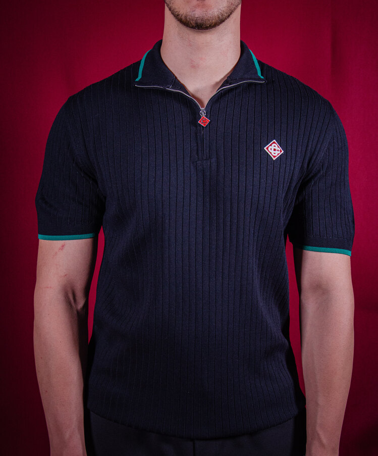 CASABLANCA HALF ZIP KNITTED POLO T-SHIRT NW