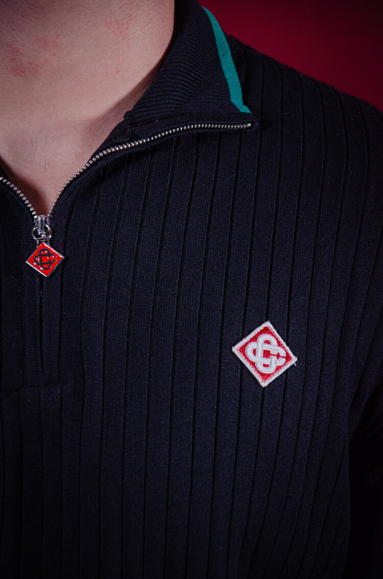 CASABLANCA HALF ZIP KNITTED POLO T-SHIRT NW
