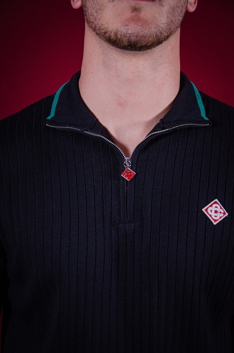CASABLANCA HALF ZIP KNITTED POLO T-SHIRT NW