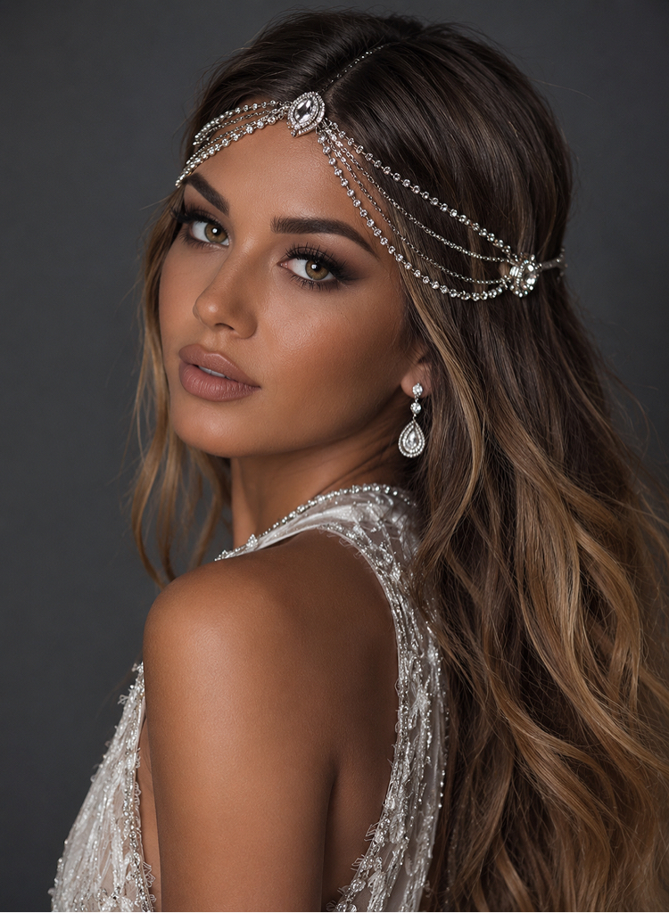 Queen Pearl Headpiece Lilas Couture Kristal Saç Tacı