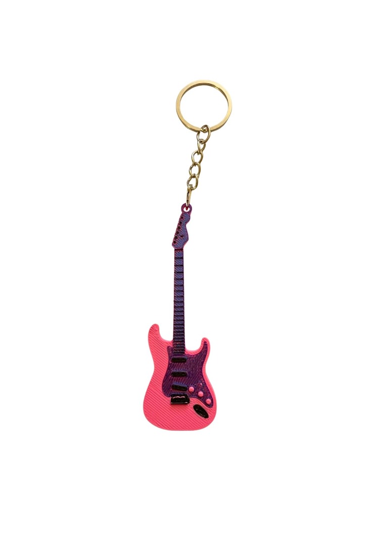 Orta Boy Pembe Fender Gitar Anahtarlık