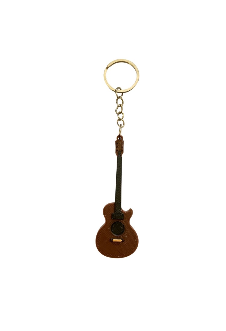 Orta Boy Kahverengi Akustik Gitar Anahtarlık