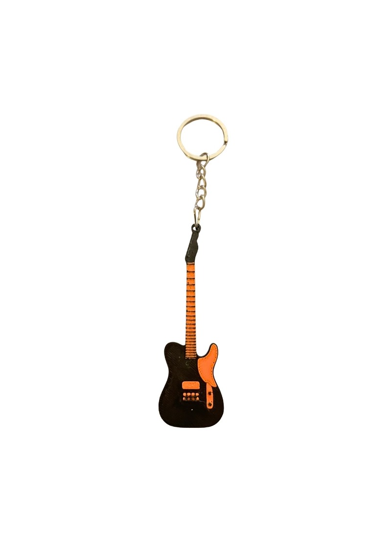 Orta Boy Siyah Turuncu Fender Gitar Anahtarlık