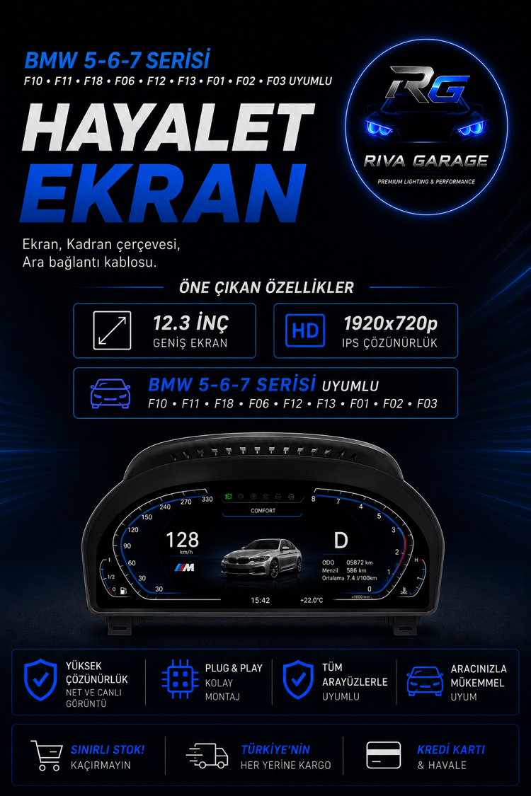 BMW 5-6-7 SERISI HAYALET EKRAN - CARPLAY ÖZELLİKLİ