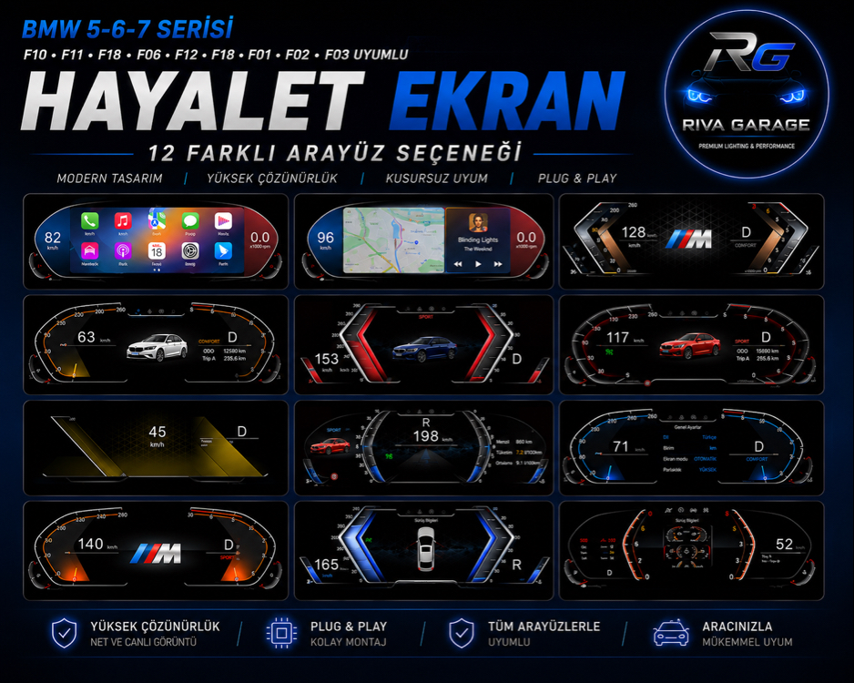 BMW 5-6-7 SERISI HAYALET EKRAN - CARPLAY ÖZELLİKLİ
