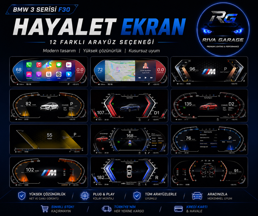 BMW 3 SERISI F30 HAYALET EKRAN - CARPLAY ÖZELLİKLİ