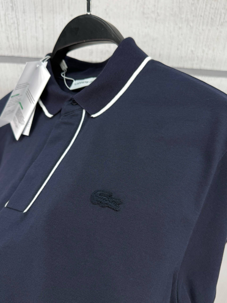 Lacoste Paris Çizgili Orj. Polo Yaka Lacivert