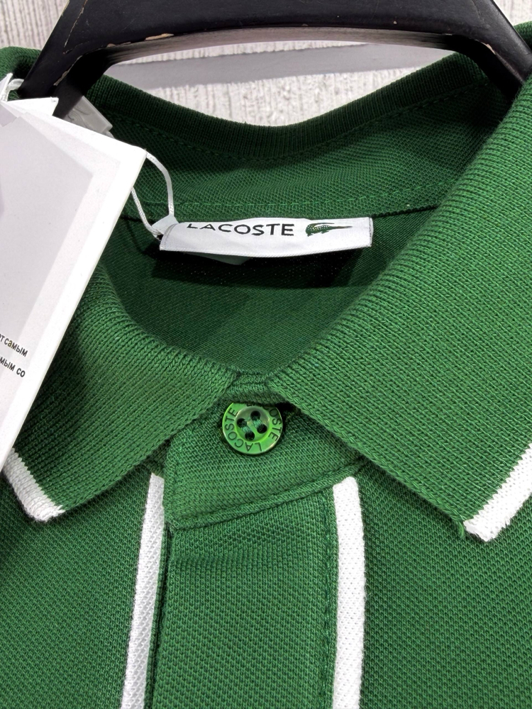 Lacoste Paris Çizgili Orj. Polo Yaka Yeşil