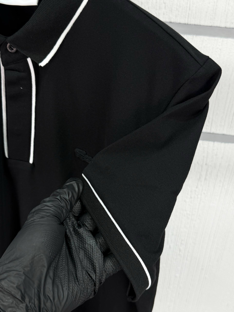 Lacoste Paris Çizgili Orj. Polo Yaka Siyah