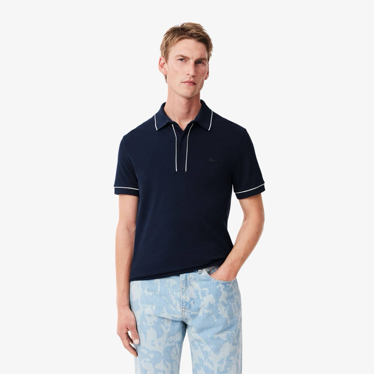 Lacoste Paris Çizgili Orj. Polo Yaka Lacivert