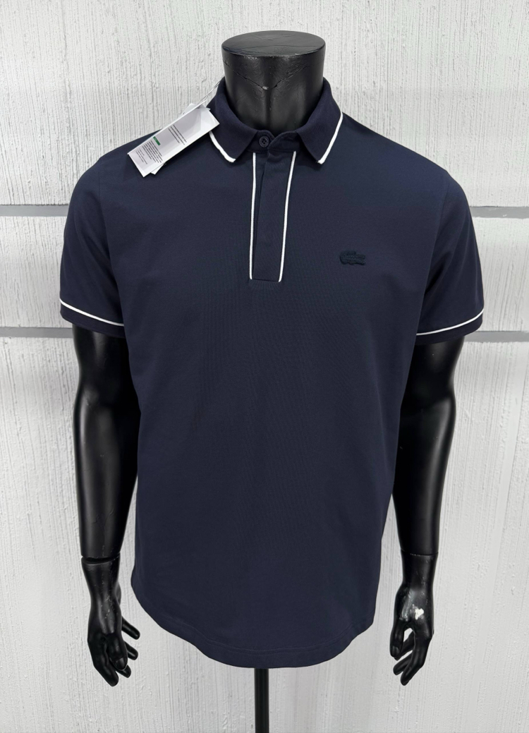 Lacoste Paris Çizgili Orj. Polo Yaka Lacivert