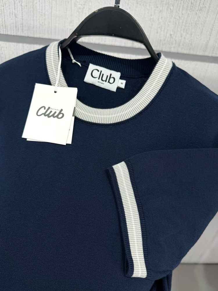 Beymen Club Yaka Kol Detay Orj. %100 Pamuk Triko Lacivert