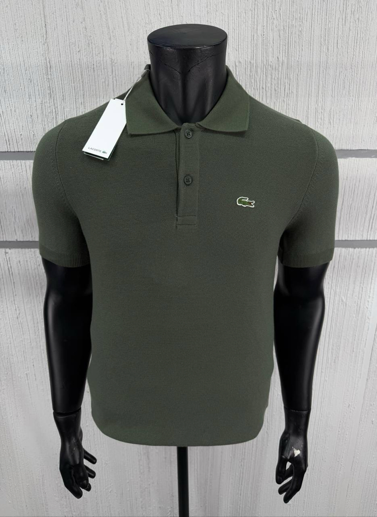 Lacoste %100 Pamuk Düğmeli Polo Yaka Triko Haki