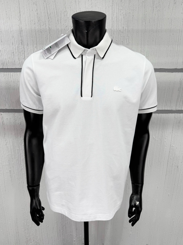 Lacoste Paris Çizgili Orj. Polo Yaka Beyaz
