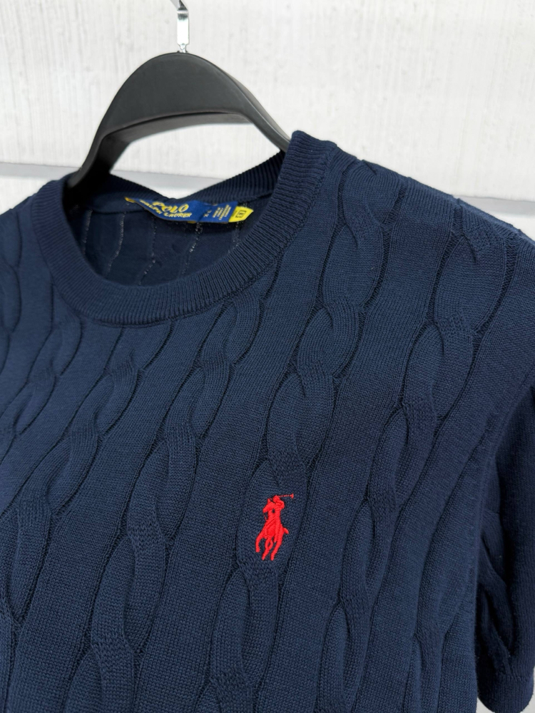 Polo Ralph %100 Pamuk Örgü Desen Triko Lacivert