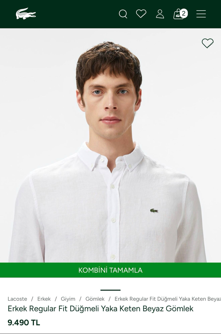 Lacoste Orj. %100 Ham Keten Gömlek Beyaz