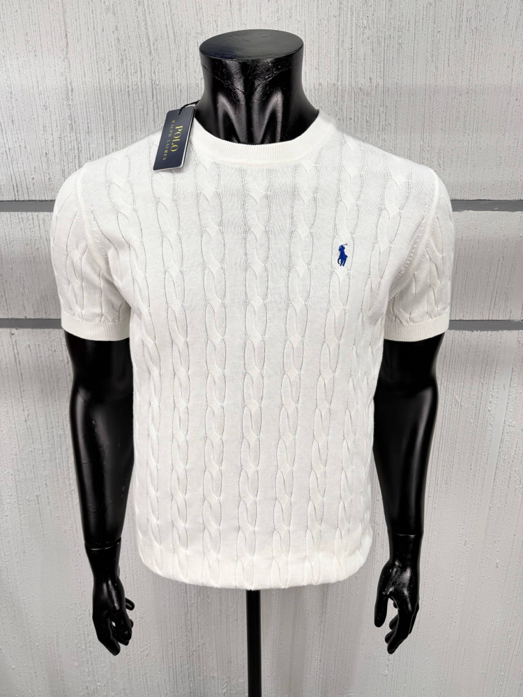 Polo Ralph %100 Pamuk Örgü Desen Triko Beyaz
