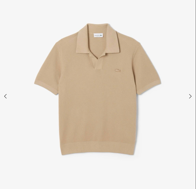 Lacoste %100 Pamuk V Polo Yaka Triko Bej
