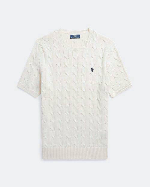 Polo Ralph %100 Pamuk Örgü Desen Triko Beyaz