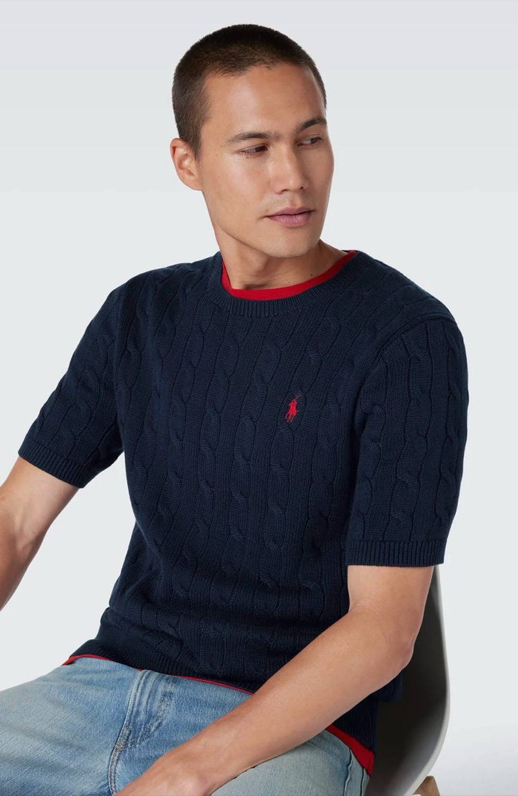 Polo Ralph %100 Pamuk Örgü Desen Triko Lacivert
