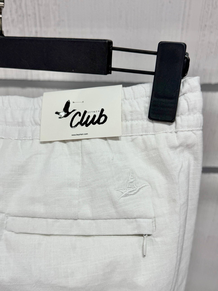 Beymen Club Orj %100 Ham Keten Şort Beyaz