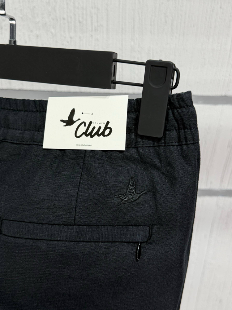 Beymen Club Orj %100 Ham Keten Şort Siyah