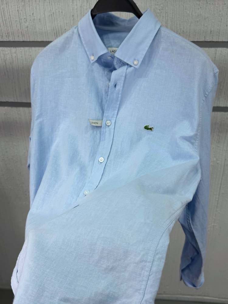 Lacoste Orj. %100 Ham Keten Gömlek Bebe Mavi