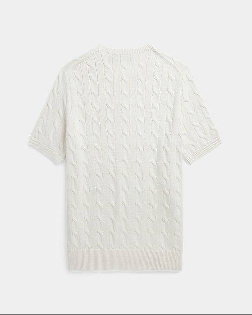 Polo Ralph %100 Pamuk Örgü Desen Triko Beyaz