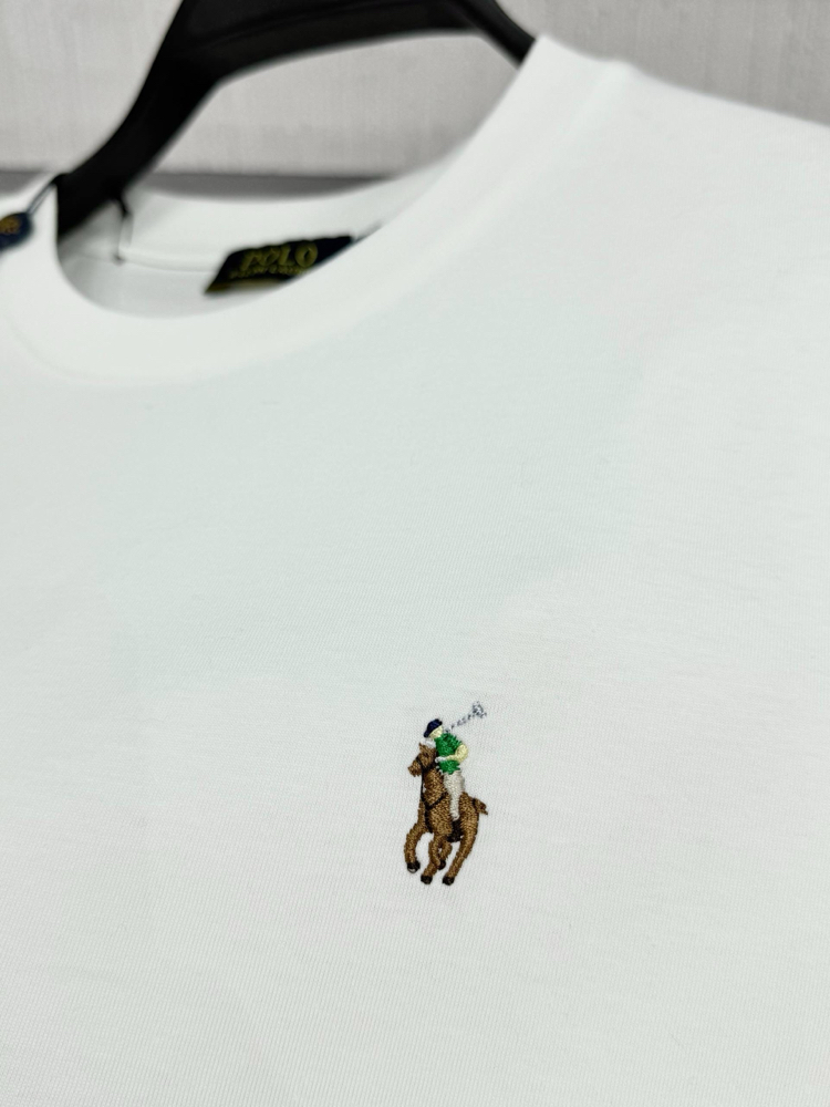 Polo Ralph. Basic T-Shirt Beyaz (Renkli Nakış)