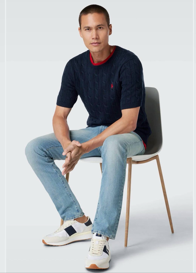Polo Ralph %100 Pamuk Örgü Desen Triko Lacivert