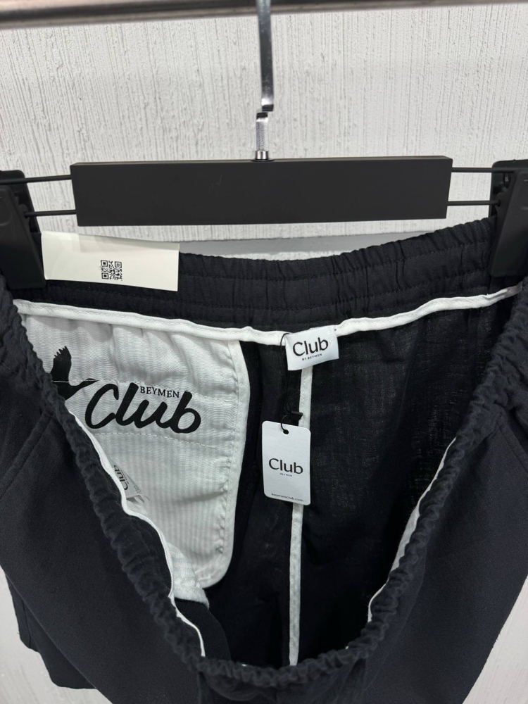 Beymen Club Orj %100 Ham Keten Şort Siyah