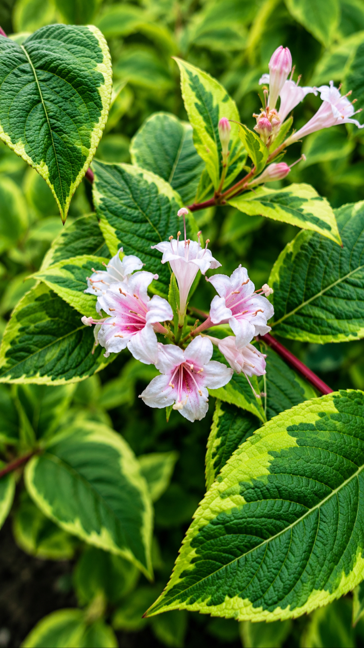 Alacalı Weigela çiçeği