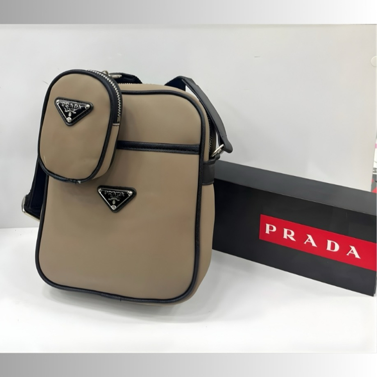 PRADA Modüler Çıkarılabilir Pouch Detaylı Bej/Camel Omuz Çantası