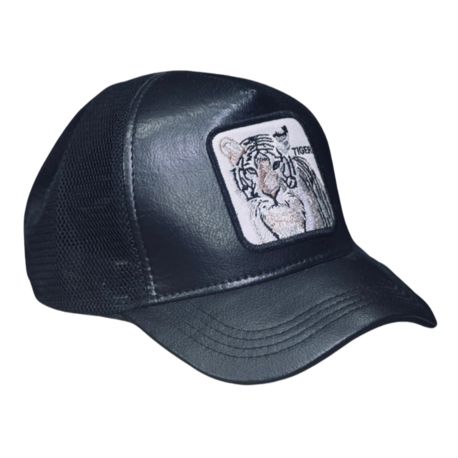 Premium Siyah Suni Deri & Fileli Ayarlanabilir Snapback (Unisex)