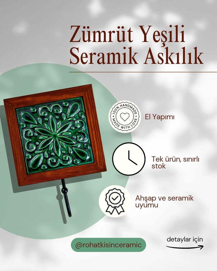 Zümrüt Yeşili Seramik Askılık