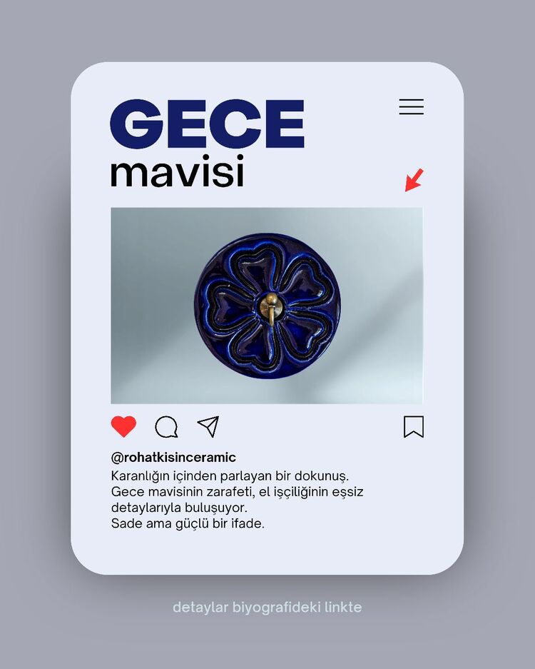 Gece Mavisi Büyük Boy Seramik Askılık