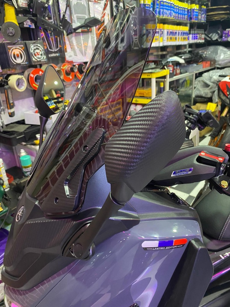 Nmax 125/155 2021-2024 Katlanır Ayna Spoiler Ve Siperlik Cam Seti 46cm ve 38cm Şeffaf renk