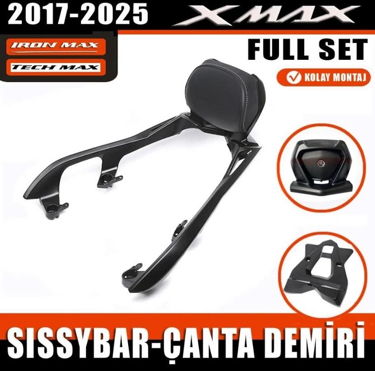 Xmax Techmax 2018-2025 Sissybar Sırt Dayama + Çanta Demiri