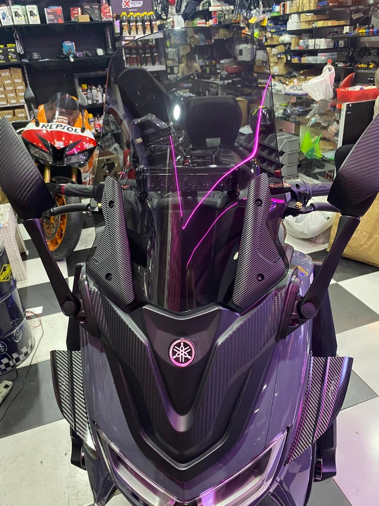 Nmax 125/155 2021-2024 Katlanır Ayna Spoiler Ve Siperlik Cam Seti 46cm ve 38cm Şeffaf renk