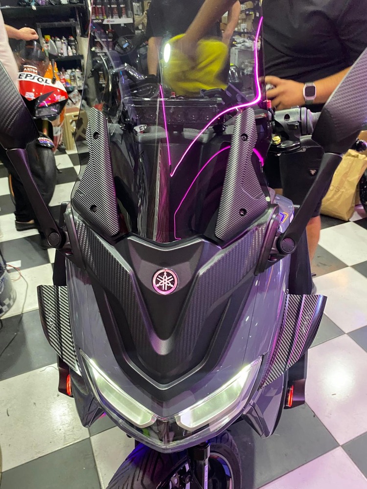 Nmax 125/155 2021-2024 Katlanır Ayna Spoiler Ve Siperlik Cam Seti 46cm ve 38cm Şeffaf renk
