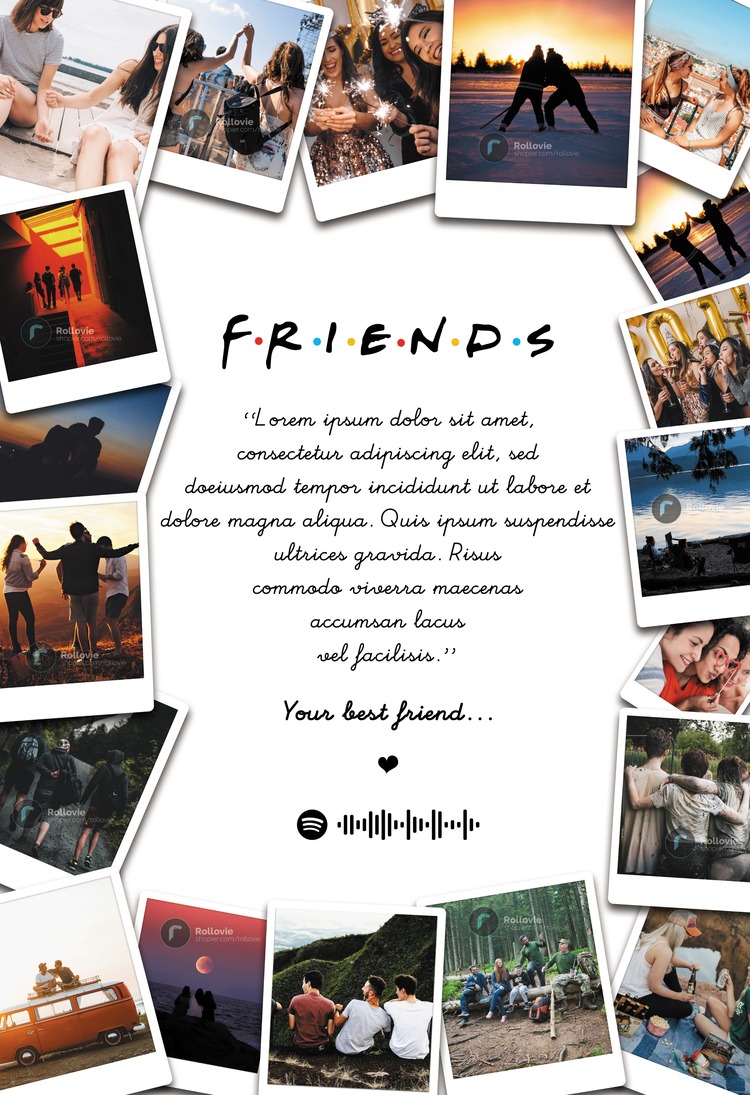 Kişiye Özel Friends Anı Posteri (Hediyelik, Arkadaş Grubu)