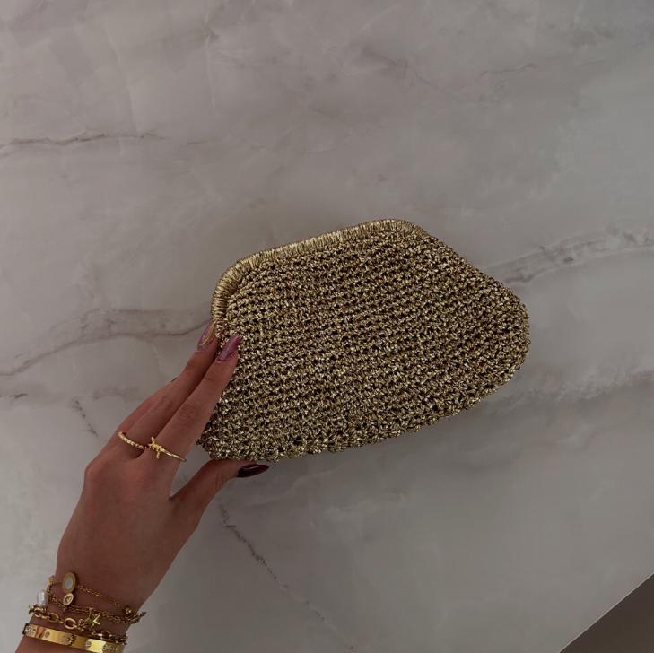 16CM ÖN SİPARİŞ GOLD HASIR ÇANTA