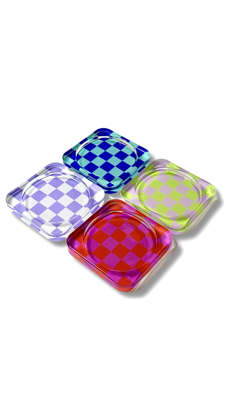 Retro Checkerboard Glass Edition 4'lü Set