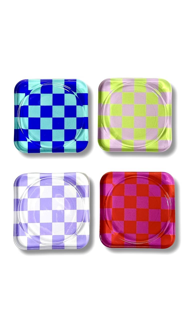 Retro Checkerboard Glass Edition 4'lü Set