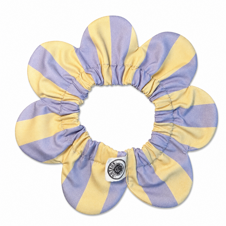PawBow Flower Dog Collar (yellow grey stripe)