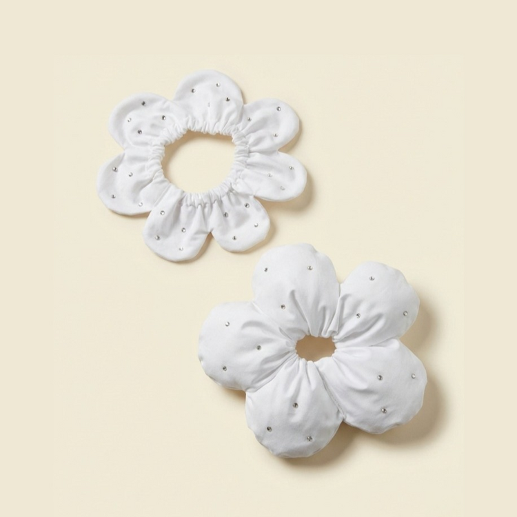 PawBow Flower Dog Collar ve Mum Scrunchie Bridal Set