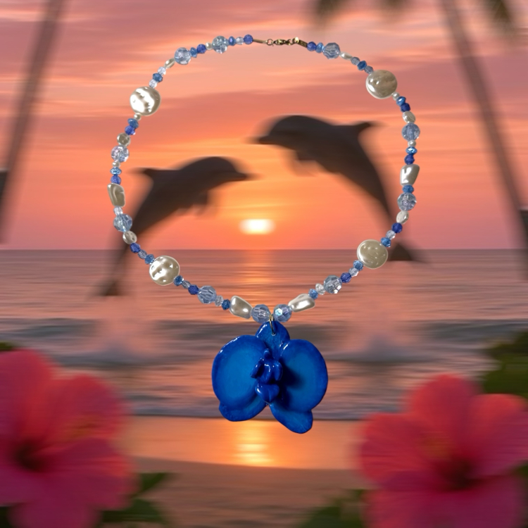 moonlight sapphire orchid el yapımı orkide kolye