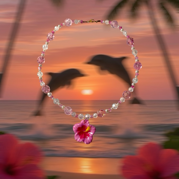 hibiscus bloom el yapımı kolye