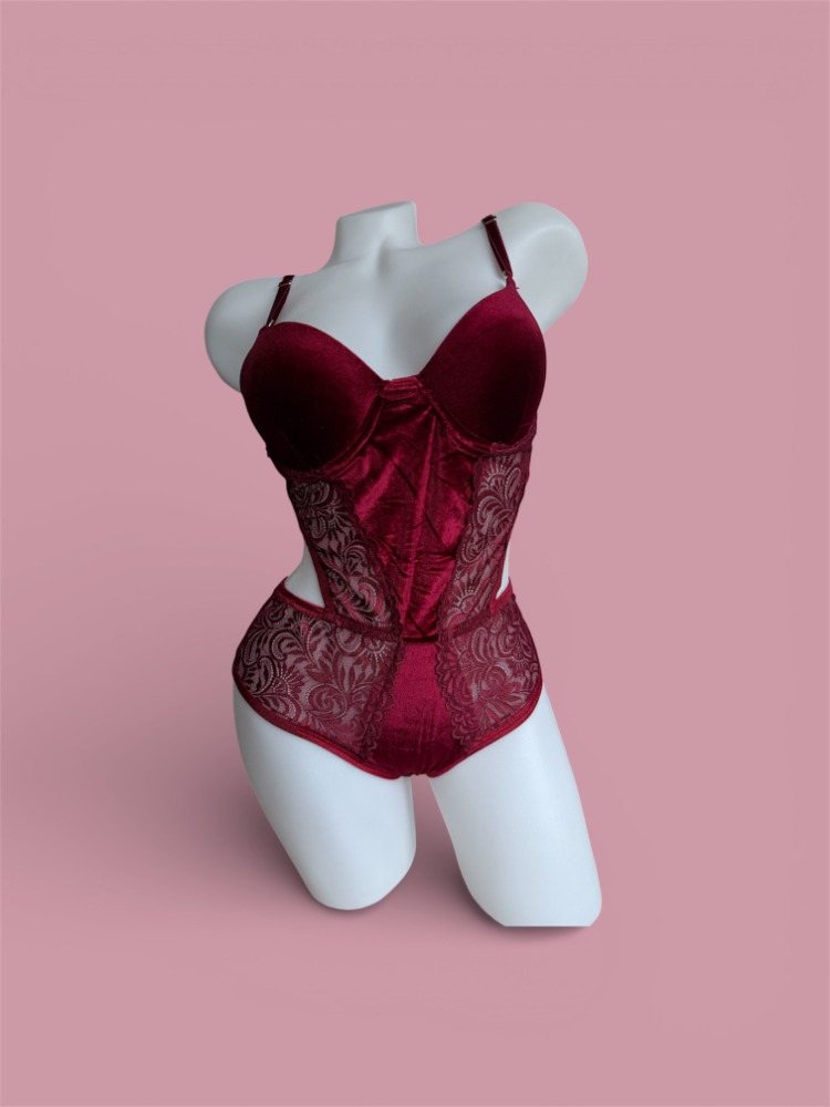 Destekli Bordo Bodysuit