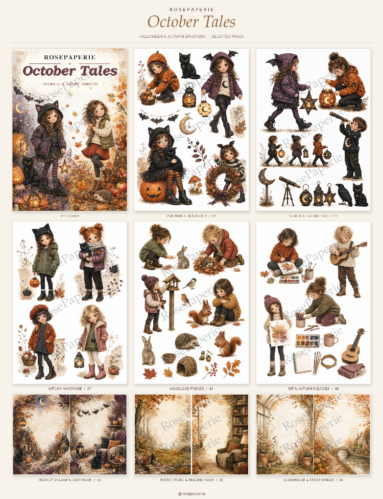 October Tales (Halloween and Autumn) - Ephemera Book